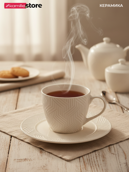 Чайный сервиз 250 мл. 12 предметов, на 6 персон, керамика