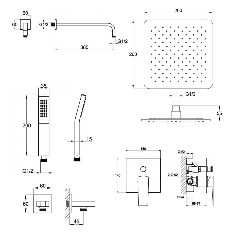 Душевой комплект BelBagno Arlie ARLIE-DSET-CRM 1 режим хром