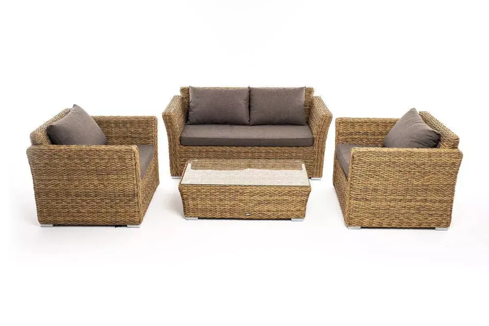 "Капучино Сингл" лаунж-зона из искусственного ротанга (гиацинт), цвет соломенный