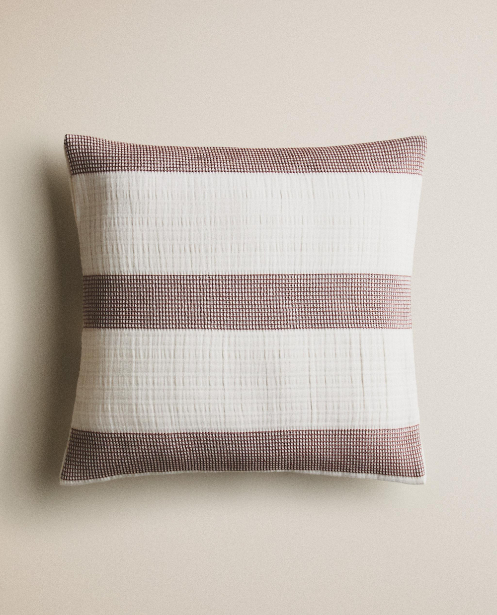 Zara Home наволочка декоративная из хлопка, терракотовый, в полоску, 40x40 см