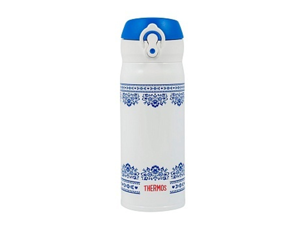 Термокружка THERMOS JNL-402 BLWH 0.4L, откидной механизм, бело-синяя