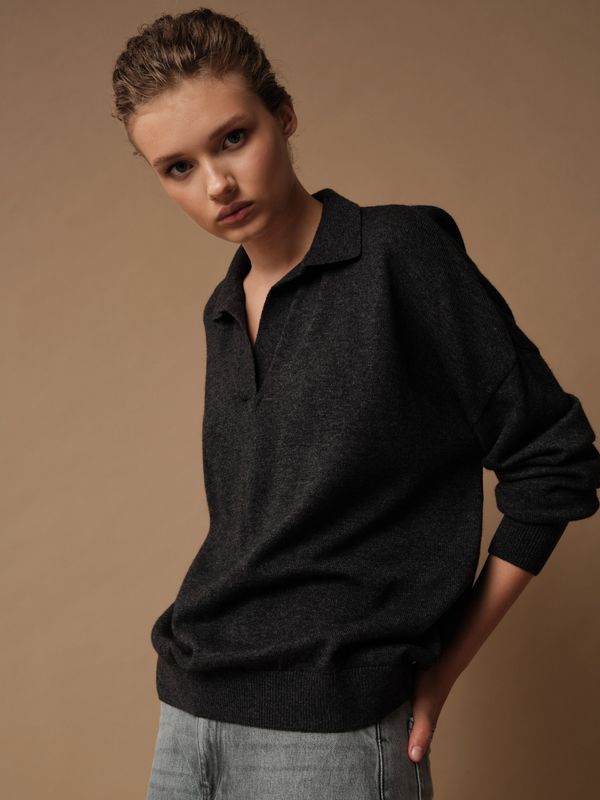 J0461-8101 Джемпер-поло женский, темно-серый dbr