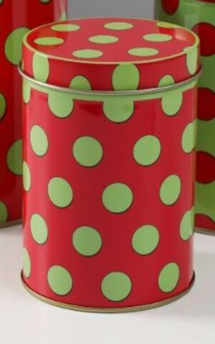 Шкатулка металл цилиндр "Горошек" №1, 7,5х7,5х10,7 см