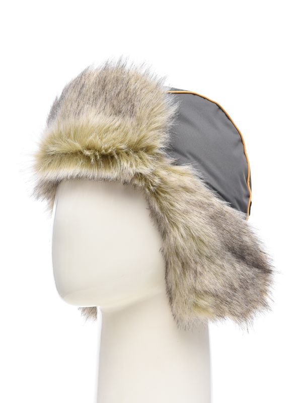 Шапка ушанка зимняя Elbrus ткань Hit Membrane цвет Серый/Банан