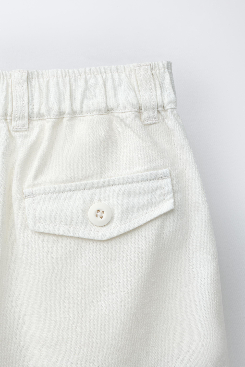 ZARA ШОРТЫ ИЗ СМЕСОВОГО ХЛОПКА И ЛЬНА, ЭКРЮ