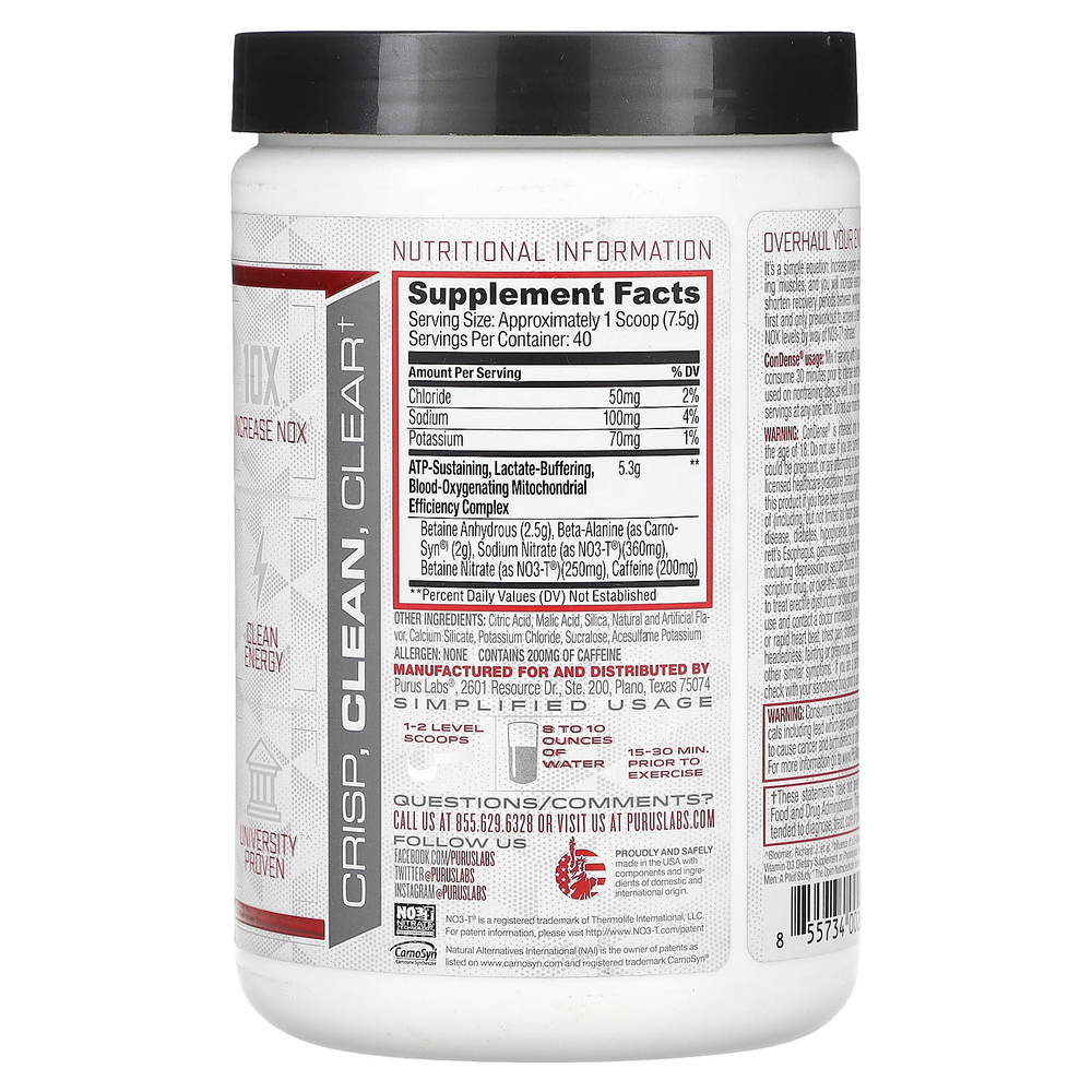 Purus Labs, Condense, Endurance Enhancing Pre, свежее зеленое яблоко, 300 г (10,6 унции)