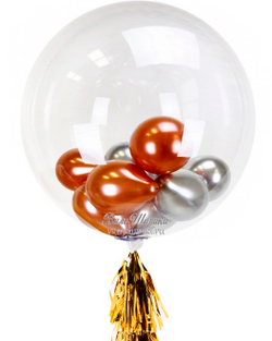 Именной прозрачный шар "С мини-шариками внутри" 60см