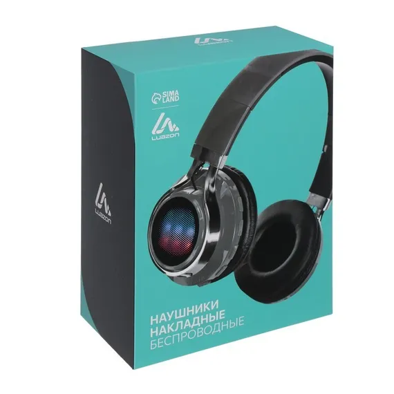 Наушники беспроводные LuazON RX-1 TM-021, накладные, BT 4.2, 250 мАч, LED, FM,microSD,синие