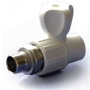 Кран шаровой Политэк 25x1/2" прямой для радиатора полипропиленовый