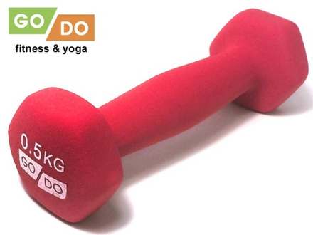 Гантель GO DO в виниловой матовой неопреновой оболочке. Вес 0,5 кг.  (Красный)