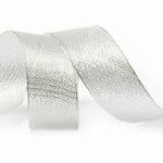 Лента Парча (2,5 см*22,85 м) Мерцающий блеск, Серебро, Металлик, 1 шт.