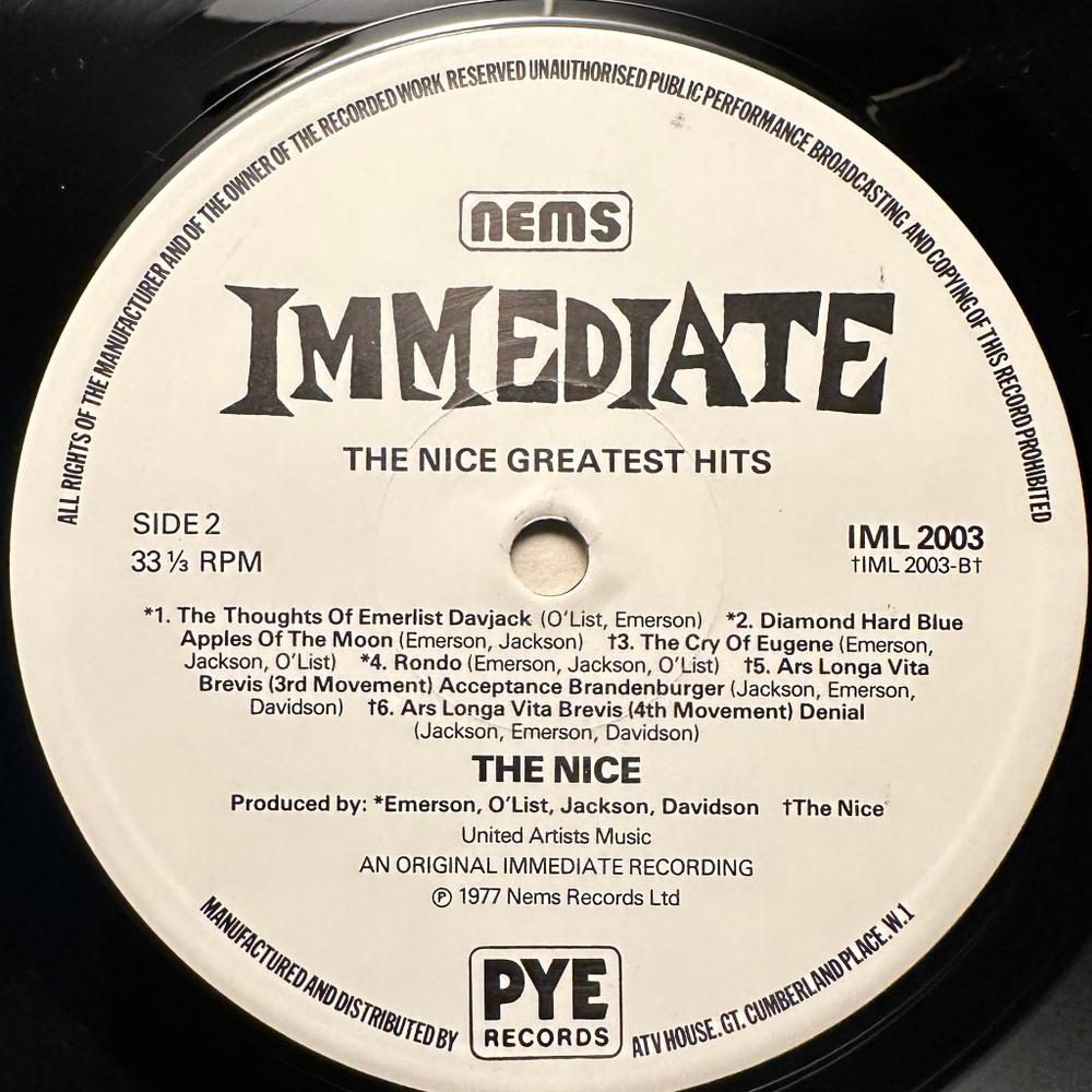 The Nice - Greatest Hits (Англия 1977г.)