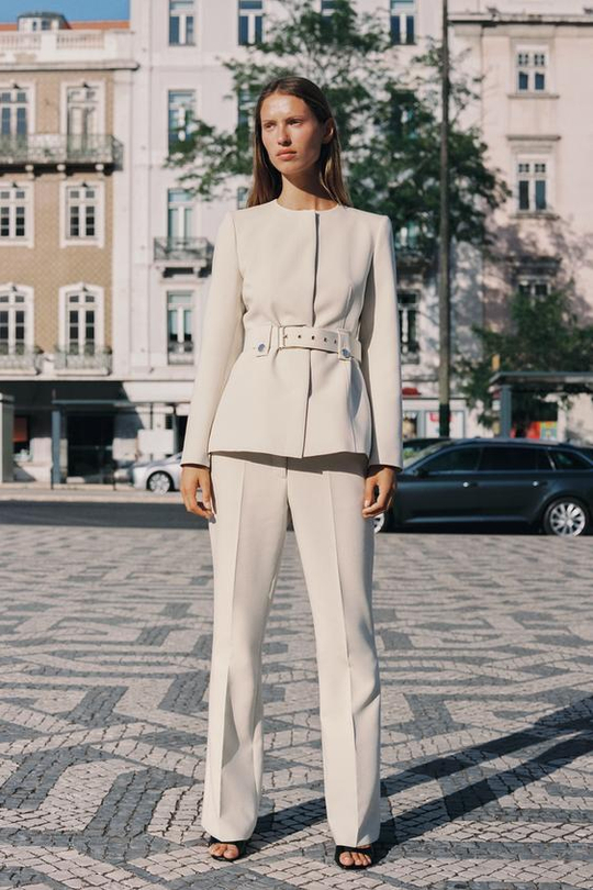 ZARA БРЮКИ FLARED, ЦВЕТ СЛОНОВОЙ КОСТИ
