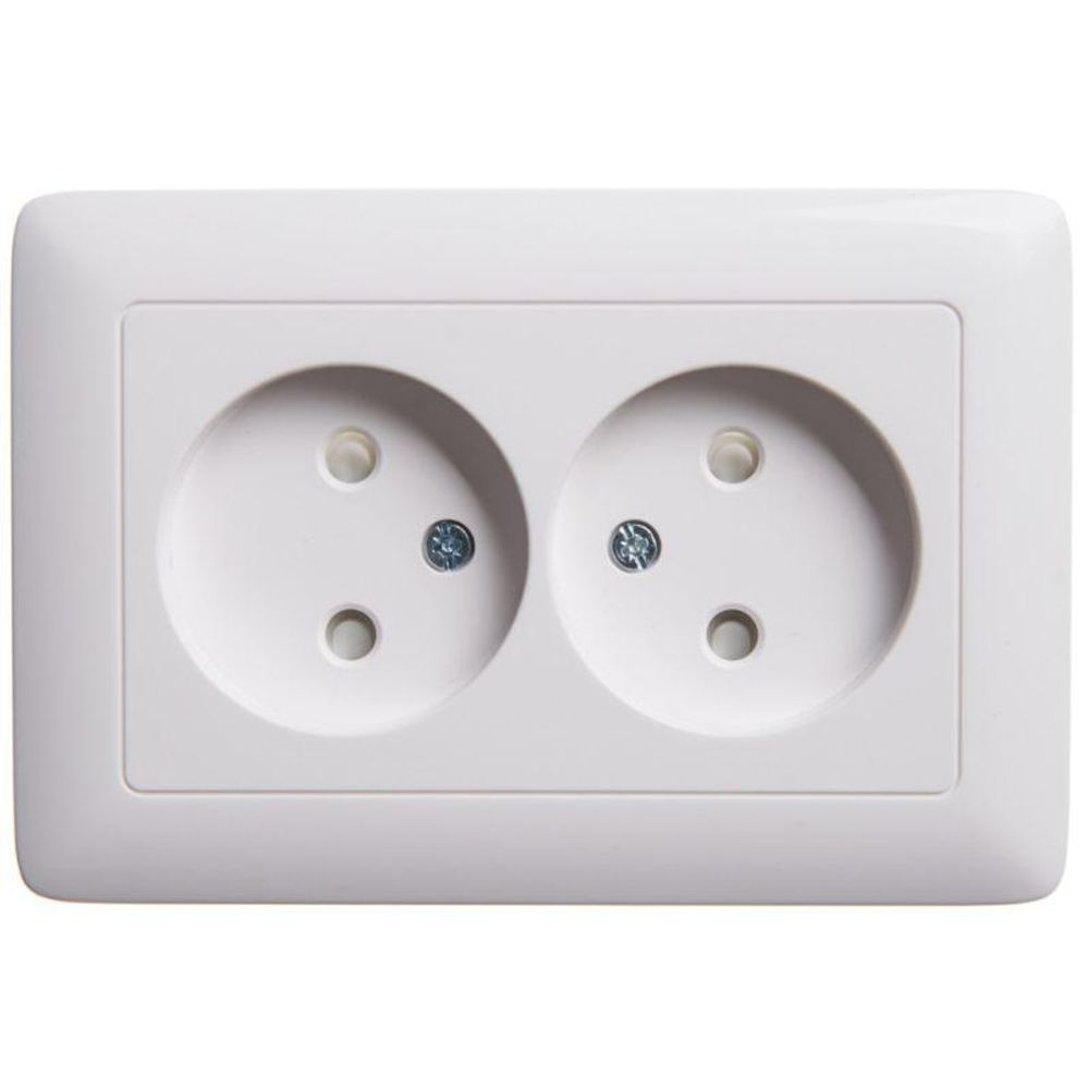 Розетка 2-м СП Хит 16А IP20 без заземл. защ. шторки бел. SE RS16-230-B Розетка 2-м СП Хит 16А IP20 без заземл. защ. шторки бел. SE RS16-230-B