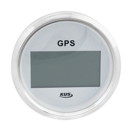 GPS-спидометр электронный, белый циферблат, нержавеющий ободок, выносная антенна, д. 85 мм