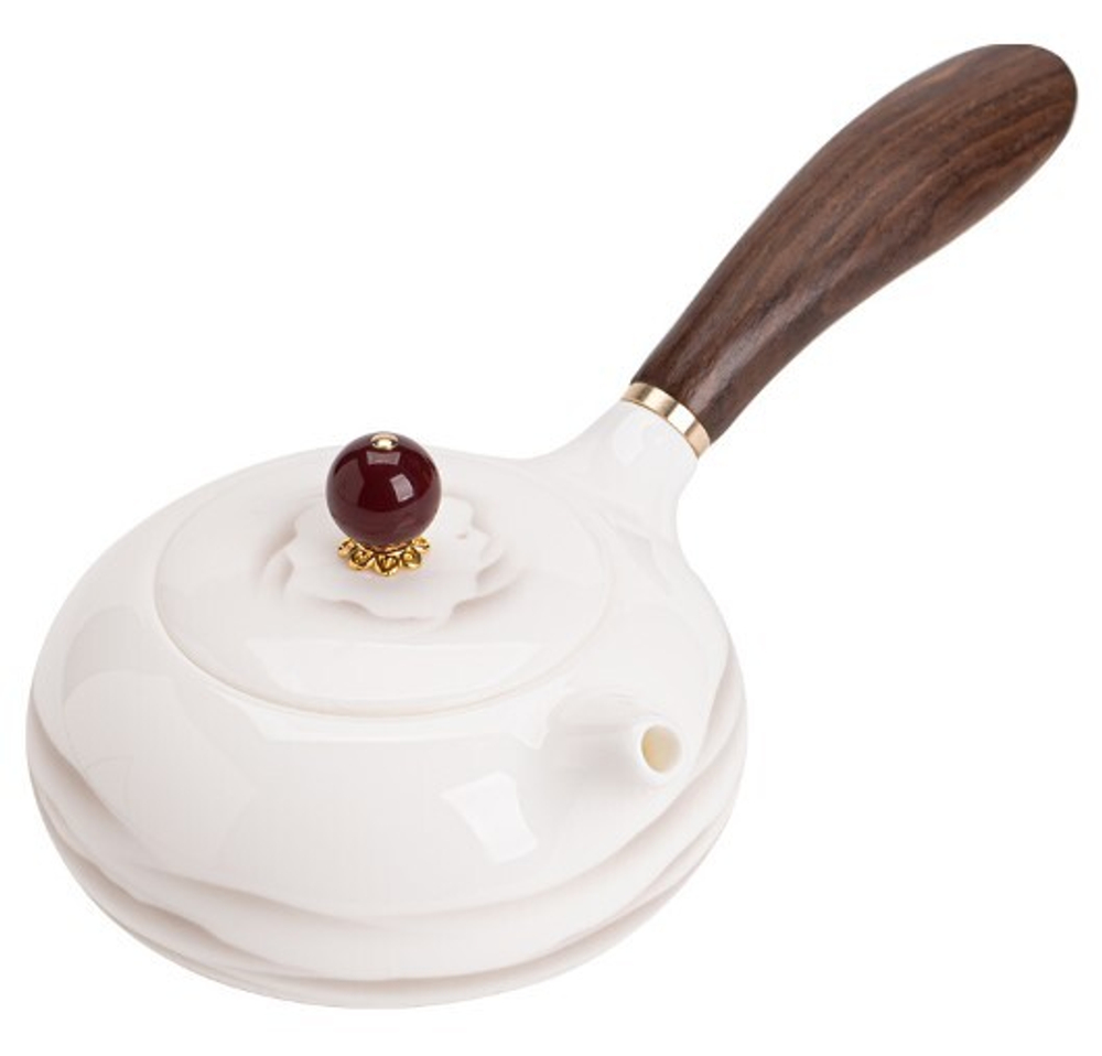 312128 Чайник ДЮНА "Кюсю"с боковой ручкой, 180мл, фарфор "Бараний жир"