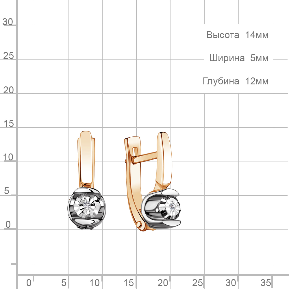 942713к Серьги из Золота с бриллиантами из коллекции "Shine Line"