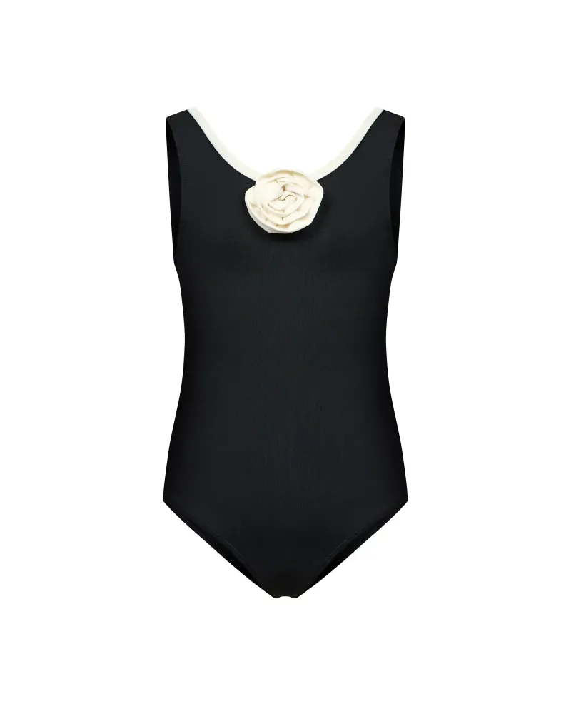 Nala, купальник слитный детский черный с розой