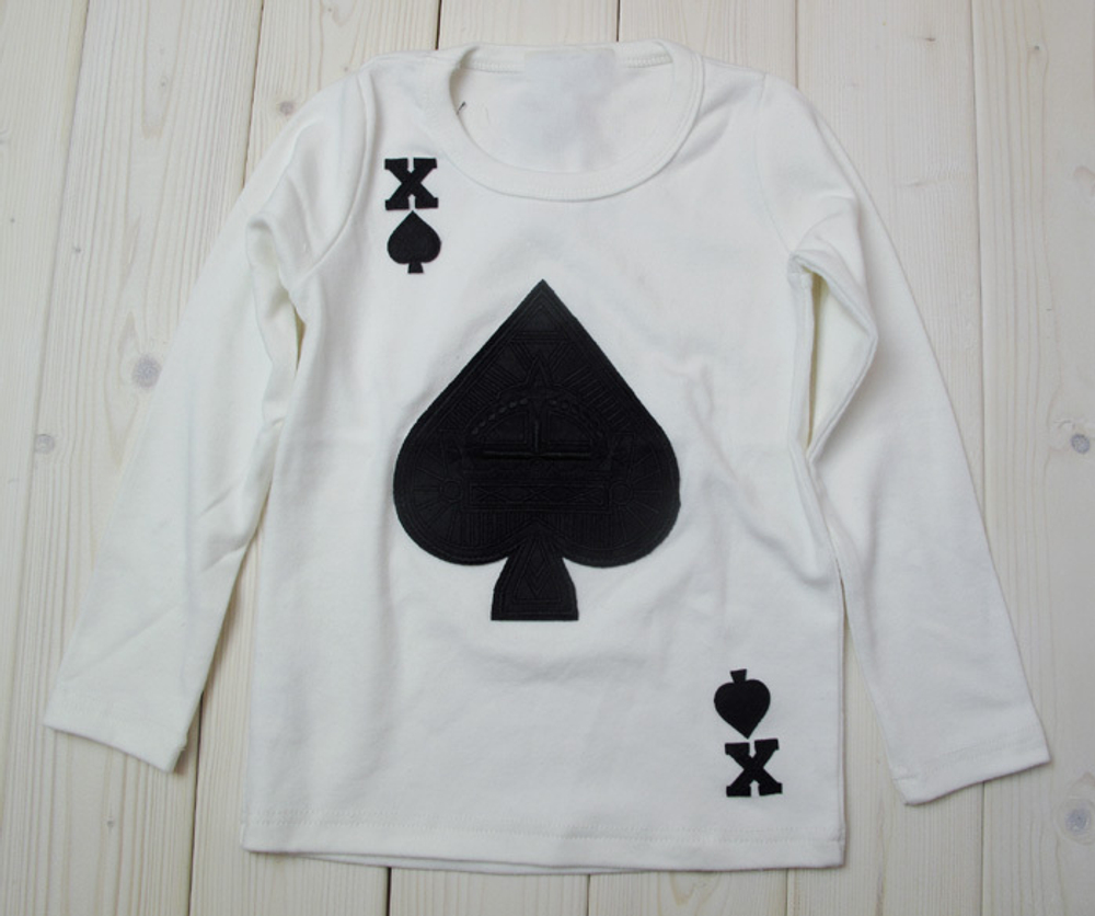 Лонгслив детский с аппликациями карточных мастей