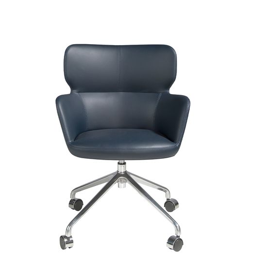 Поворотный офисный стул 4110/A208-5C синий с подлокотниками