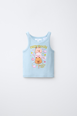 ZARA ТОП В РУБЧИК CAPIBARA CAPYFUN ©, ПАСТЕЛЬНО-СИНИЙ