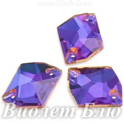 Пришивной космик Solvo с 2 отверстиями, Виолет Блю (ромб 10х12/13х17мм)