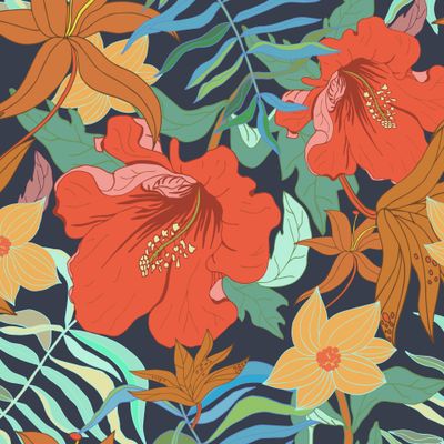 Паттерн с тропическими цветами