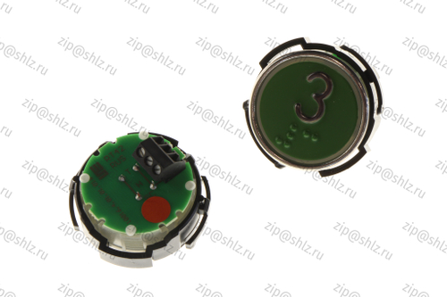 Кнопка (кнопочный модуль) RT42 RUS "3 Этаж", круглая, красная подсветка, Брайль.