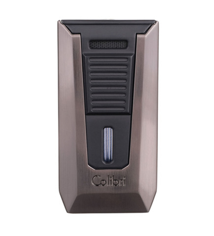 Зажигалка сигарная Colibri Slide (двойное пламя), черная-оружейная сталь