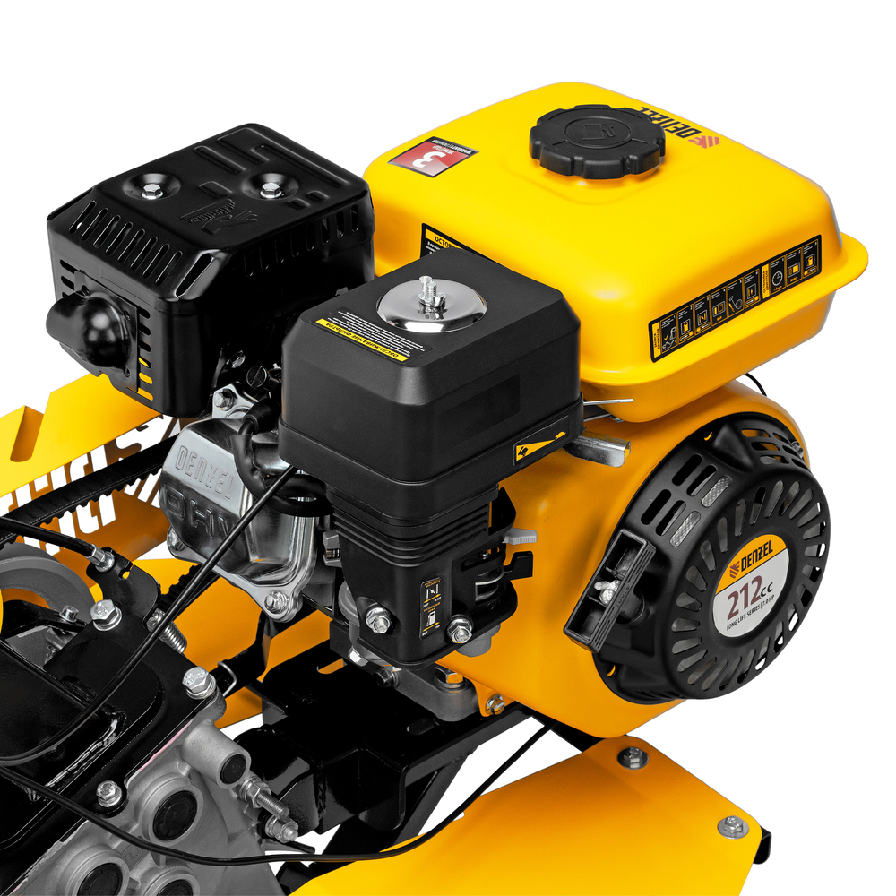 Мотоблок DPT-170SB, 7 л.с., ремен.сцеп, фрез 3х4, ШОМ, без колес, передачи 2В/1Н Denzel