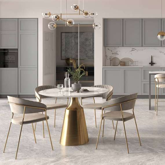 Полубарный стул Turin синий велюр с золотыми ножками