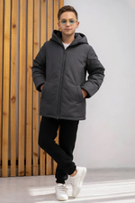 Парка демисезонная для мальчика "HN-10" темно-серый