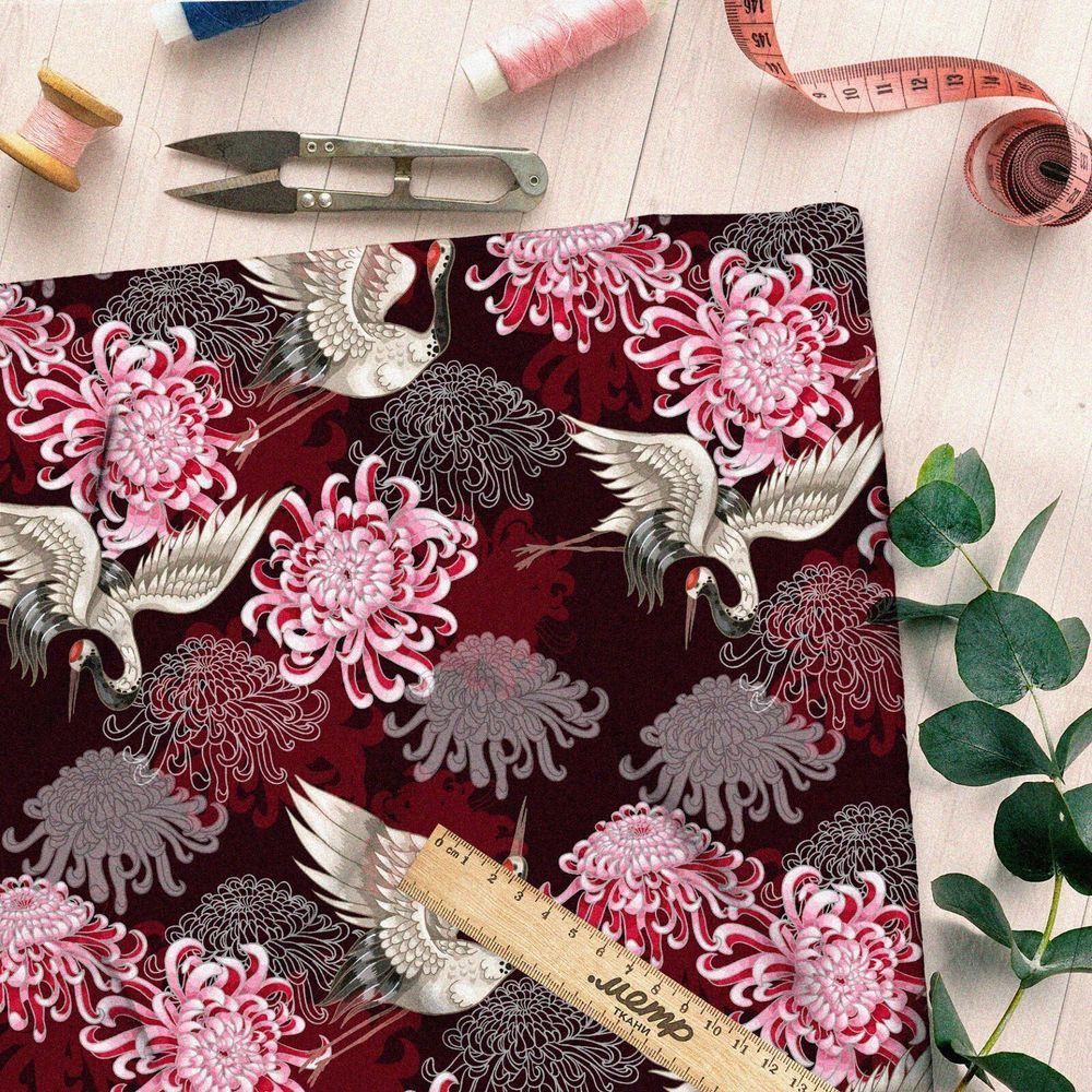 Ткань таффета журавли в цветочном искусстве
