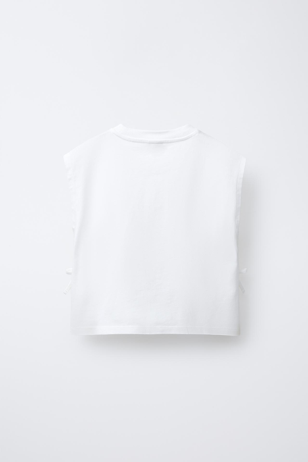 ZARA ФУТБОЛКА С ПРИНТОМ И БАНТАМИ, БЕЛЫЙ