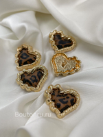 Пуговицы сердце леопардовые в золотистом обрамлении