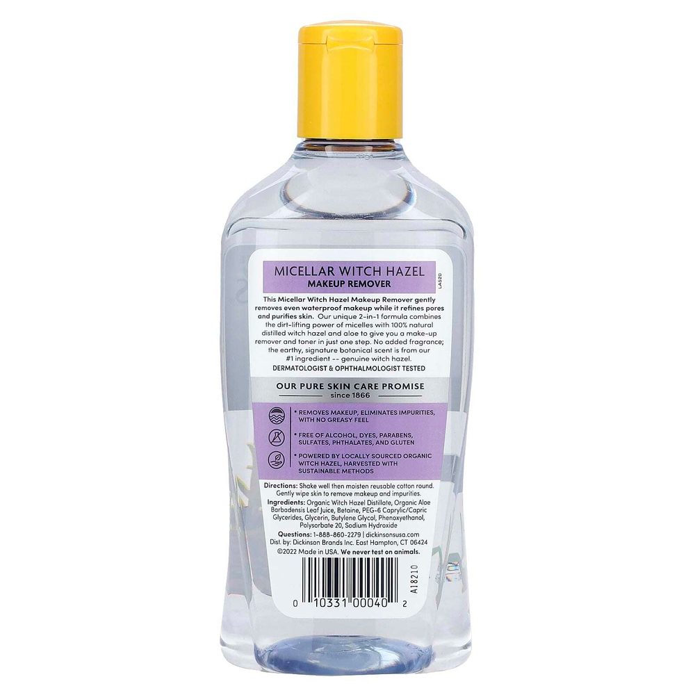 Dickinson Brands, Original Witch Hazel, мицеллярное средство для снятия макияжа с гамамелиса, без спирта и отдушек, 473 мл (16 жидк. унц.)