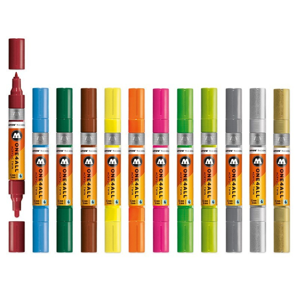 Набор маркеров Molotow ONE4ALL 227HS-CO - 12шт Main-Kit #2 (1,5/4мм)