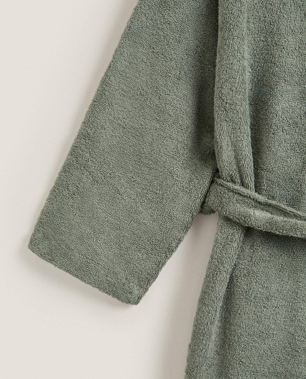 ZARA HOME ХАЛАТ ИЗ ХЛОПКА С КАПЮШОНОМ, ХАКИ