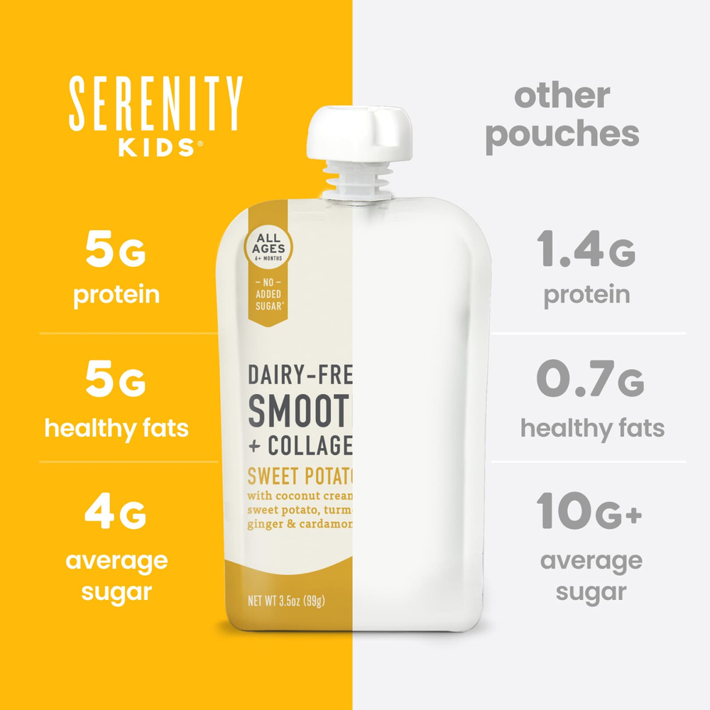 Serenity Kids, безмолочный смузи с коллагеном, батат со специями, для детей от 6 месяцев, 99 г (3,5 унции)