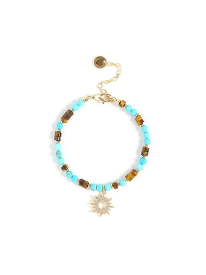 Браслет "Sun" с турквенитом и тигровым глазом Gold