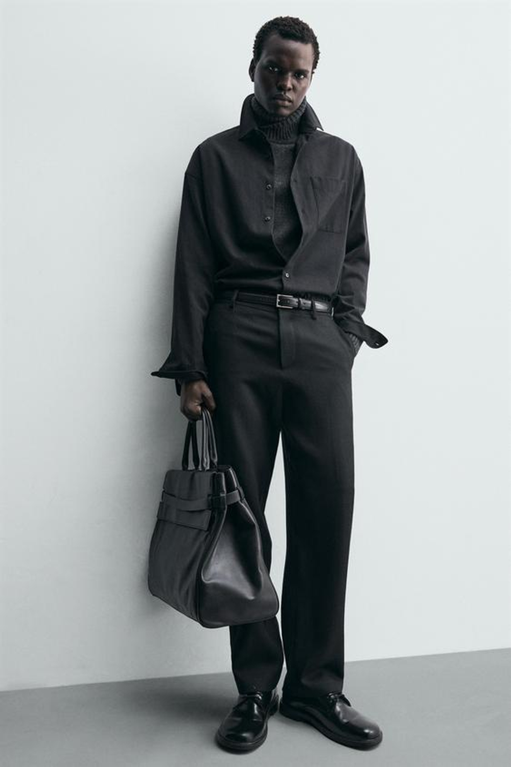 ZARA ПРЯМЫЕ БРЮКИ ИЗ 100% ШЕРСТИ, ЧЕРНЫЙ