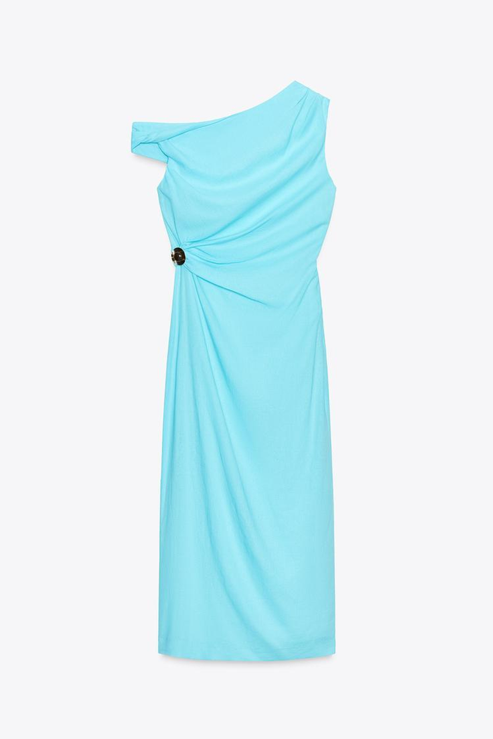 ZARA АСИММЕТРИЧНОЕ ПЛАТЬЕ-МИДИ, БИРЮЗОВЫЙ