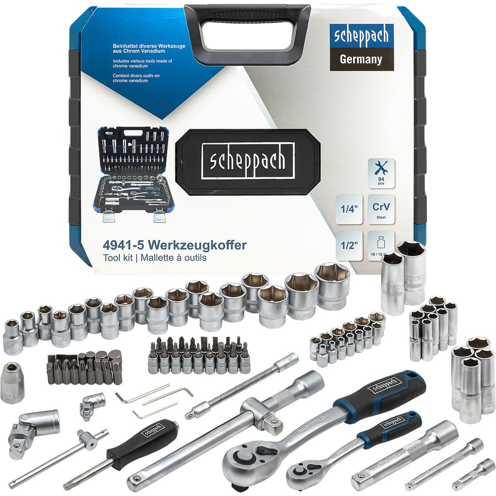 Набор инструментов Scheppach 1/4", 1/2", 94 предмета Sch-4941-5(60767)