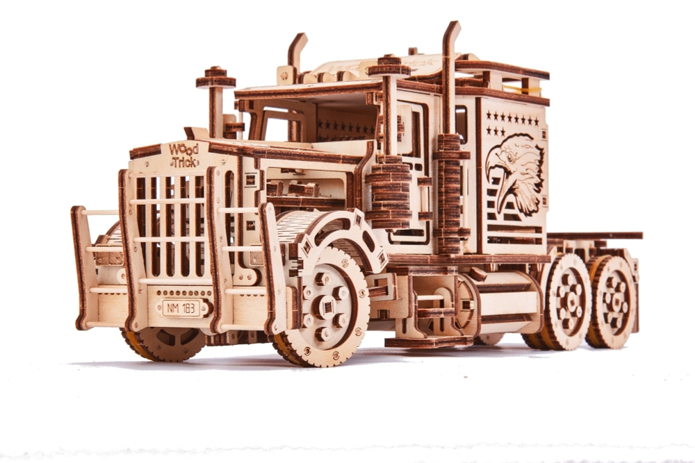 Механический 3D-пазл из дерева Wood Trick "Биг Риг Цистерна" Тягач с прицепом