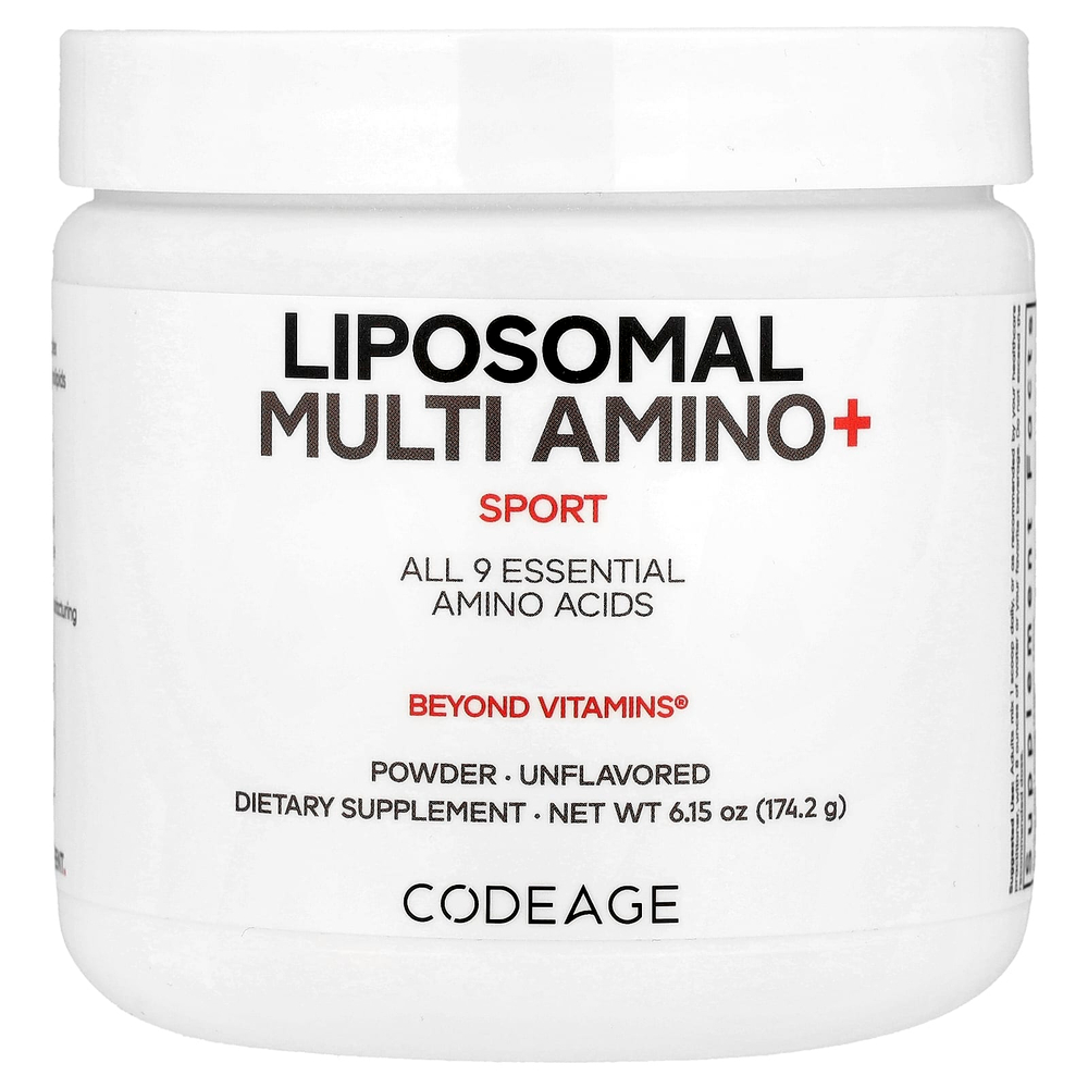 Codeage, Sport, Liposomal Multi Amino+, комплекс липосомальных аминокислот в порошке, без добавок, 174,2 г (6,15 унции)
