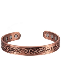 Медный магнитный браслет-манжета с орнаментом