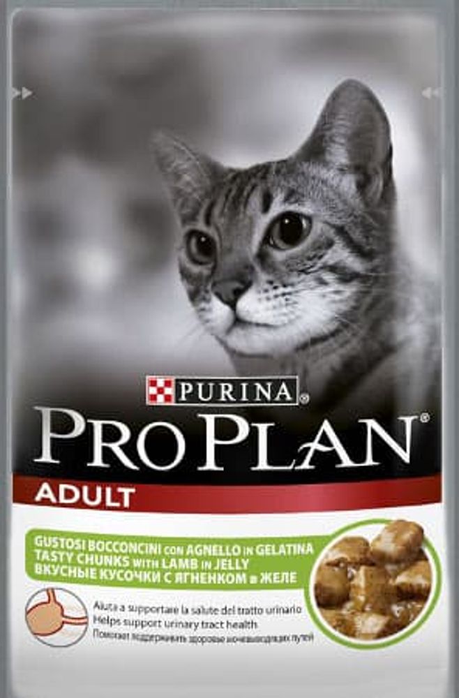 Влажный корм Pro Plan® Nutri Savour® для взрослых кошек, кусочки с ягненком в желе, Пауч 85 г