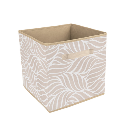 Короб-кубик для хранения "Листья", Д300 Ш300 В300, бежевый