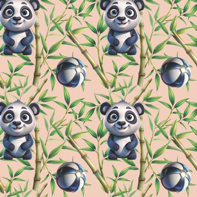 панда малыш мяч бамбук персиковый