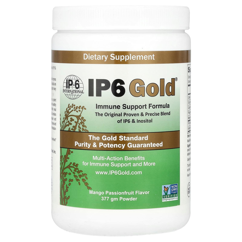 IP-6 International, IP6 Gold, формула для поддержки иммунитета в порошке, манго и маракуйя, 412 г